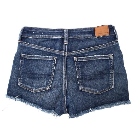 AE American Eagle Outfitters Jean Shorts High Rise Shortie Cut Off Denim Ripped - Picture 2 of 9